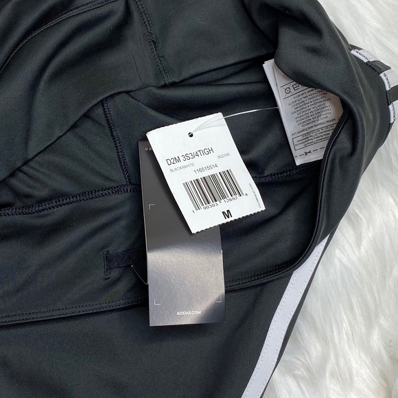 NWT Adidas Crop Leggings D2M 3 Stripe 3/4 Length - Picture 7 of 7